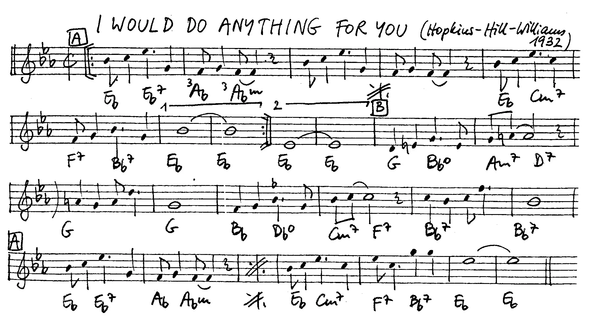 i would do anything for you free jazz leadsheet - Courtesy of the Jungle Jazz Band